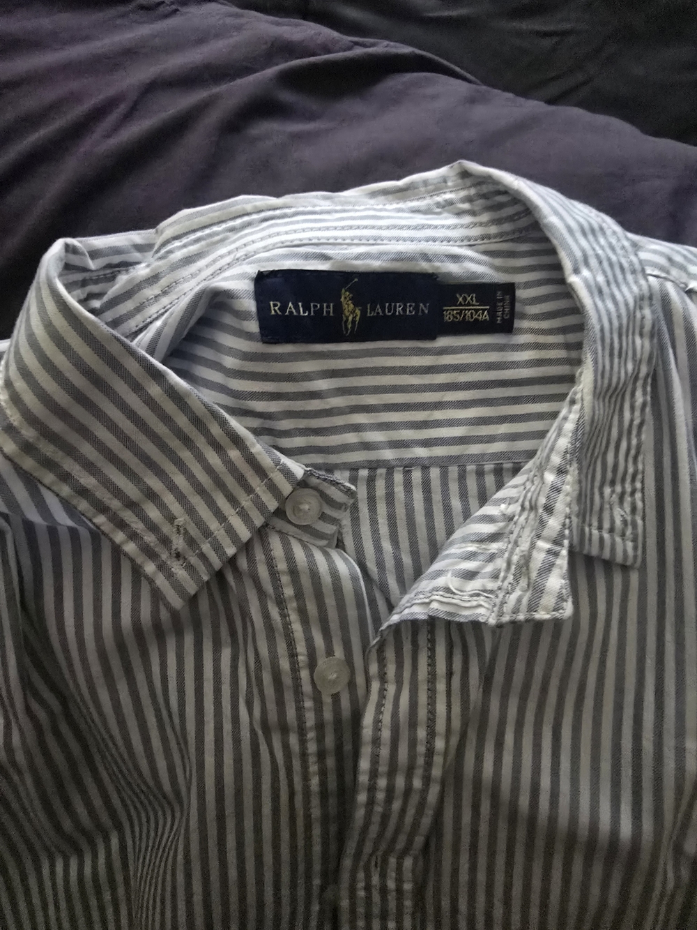 Ralph Lauren Blue and White Striped Button-Down Shirt